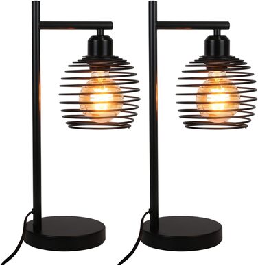 Стійка лампа ZMH Vintage - чорна металева лампа для спальні, вітальні, дитячої кімнати, офісу (2 шт.)