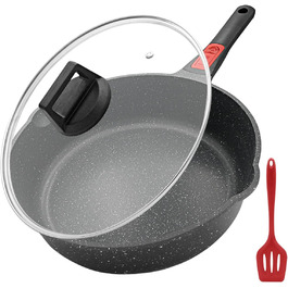 Сковорода з кришкою 28 см, антипригарне покриття, знімна ручка, підходить для всіх типів плит