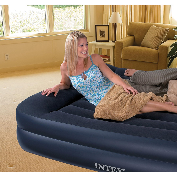 Надувний матрац Intex Pillow Rest Blue Twin, 230 V з вбудованим насосом, 191 x 99 x 47 см