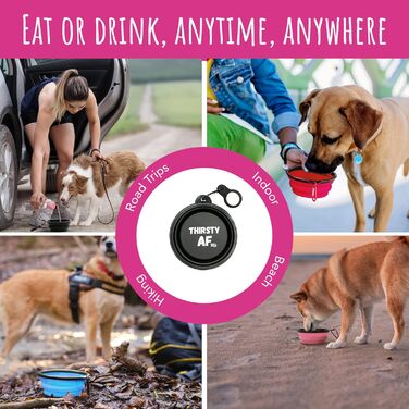 Складаний миска для собак TDL, 350 мл, чорний: для води та корму, з карабіном та тримачем для пляшки