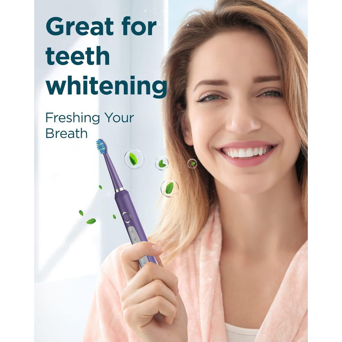 Електрична зубна щітка Sonico з 8 насадок, 5 режимів, для подорожей, фіолетовий колір