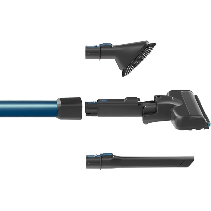 Акумуляторний пилосос H.Koenig UP600 PowerClean 22.2V: 3-в-1, LED-щітка, 40 хв роботи, 150 Вт, 2 швидкості, видалення шерсті тварин (блакитний)