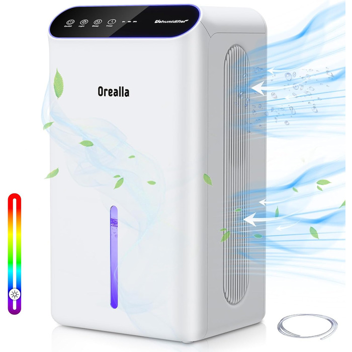 Електричний осушувач повітря для дому: тихий осушувач 67 м² з баком 2.5 л, таймером та режимом сну