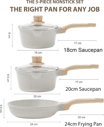 Набір посуду RIOVARM: сковороди з антипригарним покриттям (18см, 20см, 24см) та каструля з кришкою, без PFOA