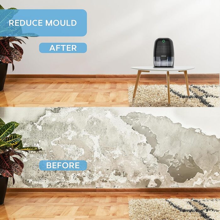 MONHOUSE Зволожувач повітря 600 мл Портативний - Міні зволожувач для дому, спальні, авто, офісу, гаража. Електричний, чорний