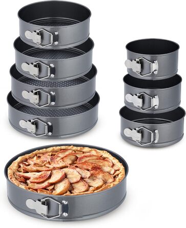 Набір форм для випічки Relaxdays, 8 шт., діаметр 14-28 см, нержавіюча сталь, антипригарне покриття, антрацит
