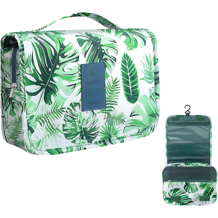 Косметичка для подорожей, чоловіча, зелена, з ручкою, з кількома відділеннями