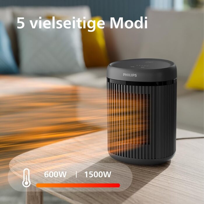 Керамічний тепловентилятор-обігрівач Philips Smart 5000 серії, 2000 Вт, чорний