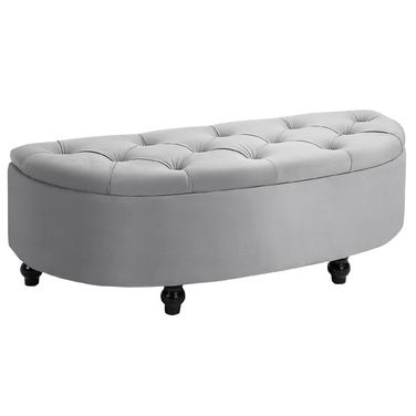 HOMCOM Storage Bench Storage Ottoman Storage Box Footrest Velvet-Touch Rubberwood Grey Bedroom | Aosom