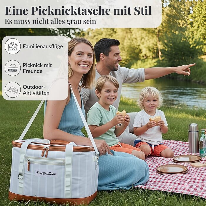 Велика складана термосумка 45L для покупок, пляжу, пікніка, обіду. Водонепроникна, ізольована на 12 годин. Ретро XXL, бежевий колір.