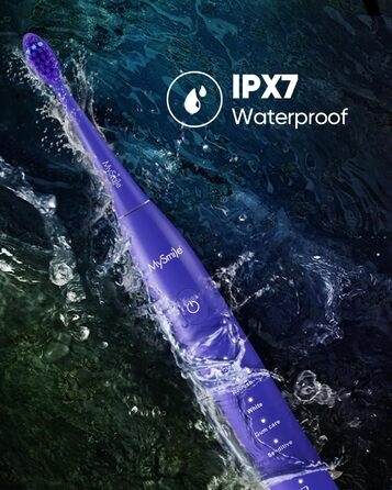 MySmile DY156 Електрична зубна щітка для дорослих, акумуляторна звукова зубна щітка, портативна з 3 насадками, таймер 2 хвилини, 5 режимів, 45000 VPM, 60 днів від заряду, блакитна, 1 шт.