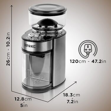 Електрична кавомолка Duronic BG200: 200W, 200г зерен, регулювання помелу, для френч-пресу