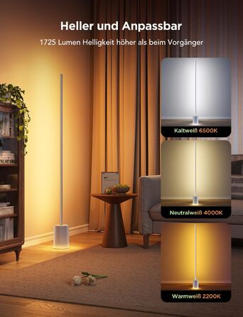 LED-лампа Govee RGBIC 152 см - диммування, 1725 люмен, керування Matter, музичний режим, для дому, спальні, ігрової кімнати (сірий)