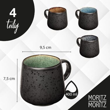 Набір керамічних піал Moritz & Moritz SOLID 300 мл, 4 шт. – для соусів, десертів, закусок, салатів, супу, морозива, тапас і антипасті
