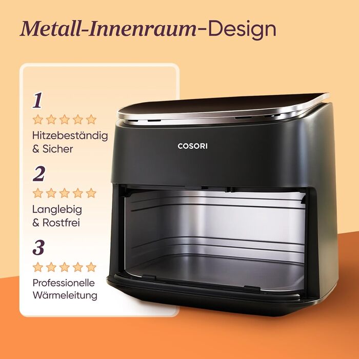 Фритюрниця Cosori Turboblaze з керамічним покриттям, 9-в-1, об'єм 6л, XXL, тихий DC мотор, 87 рецептів, колір: вугільний сірий