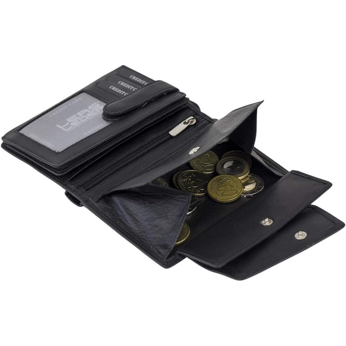 LEAS Ladies' Exchange in portrait format with RFID protection, genuine leather, black Ladies' Collection