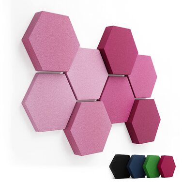 Акустичні панелі-поглиначі шуму гексагональні, 3D панелі для стін Green Shades / Magnolia Shades, набір 8 шт, виробництво ЄС
