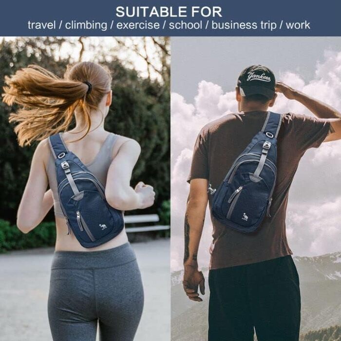 Чоловіча нагрудна сумка Olwas – спортивна, для фото, на плече, для подорожей (синій/сірий)