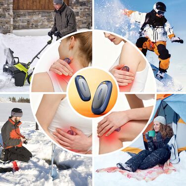 Електричні грілки для рук 2 шт. 4000mAh з зарядним кейсом 10000mAh, 3 режими нагріву, USB-C, для катання на лижах, кемпінгу, подарунок (темно-синій)