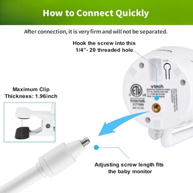 Держатель для дитячого монітора Lonnky 7.1' - сумісний з Vtech, Eufy, ANMEATE та іншими, регульований кріплення для ліжечка та стіни