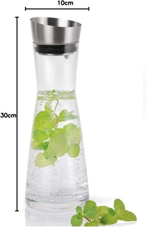 blomus -ALDOA- Water carafe, glass vessel, elegant, classic stainless steel lid, 900ml, color Clear (63169)