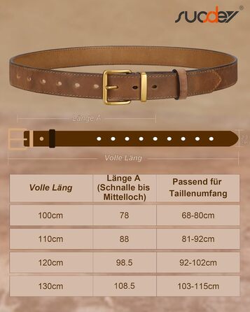 Жіночий шкіряний ремінь SUOSDEY вінтажний, коричневий, ширина 3.3 см, для джинсів, штанів, суконь, золота/срібна пряжка, розмір 68-80 см