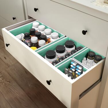 Simple Houseware Foldable Drawer Organizer for Clothing/Underwear/Panty/Jumpsuit, 12-Piece Set, (Set of 12, Turquoise/Getaway, Solid (Getaway Solids))