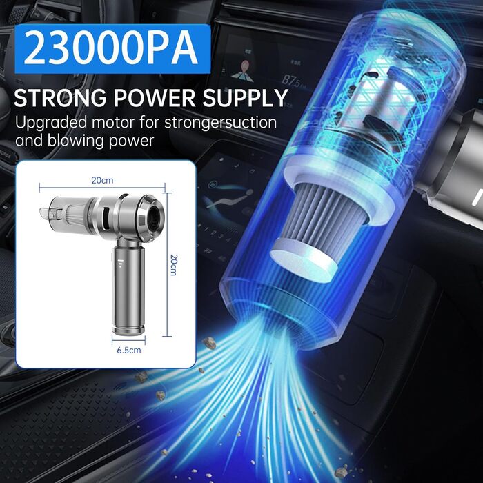 Бездротовий міні-пилосос Semflagree 23000Pa: для дому, авто, офісу. Зручний, портативний, для видалення шерсті тварин. USB-зарядка.