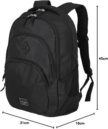 Travelite Carry-on Backpack, Laptop Backpack 15.6 inch, BASICS, Daypack, Daypack with many compartments, 45 cm, 22 liters (Black)
