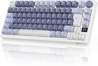 Ігрова клавіатура RK ROYAL KLUDGE M75: бездротова, механічна, RGB, 75% TKL, OLED-дисплей, Hot-Swappable, QWERTZ, червоний перемикач, лавандово-фіолетовий колір