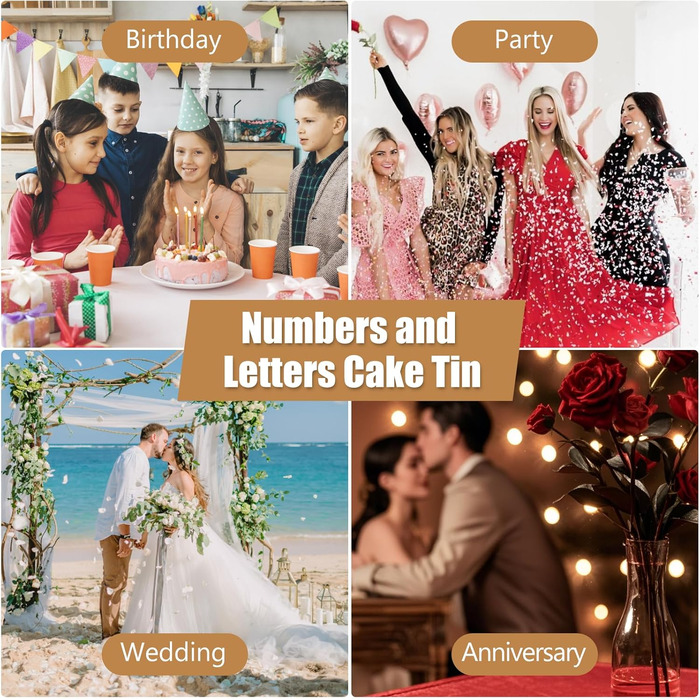 Набір форм для випічки з антипригарним покриттям, форми для випічки у вигляді літер та цифр, великі регульовані форми для кексів з алюмінію, набір для випічки DIY для вирізання печива на весілля, день народження, хрещення