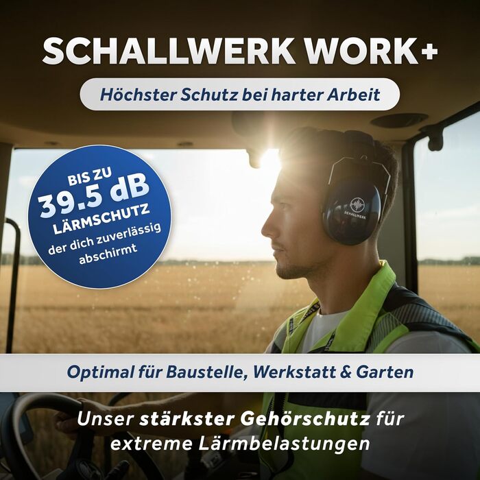 Schallwerk Work+ | Захисні навушники для роботи – регульовані навушники, високоякісні шумозаглушувачі – капсульні навушники для роботи та повсякденного використання (Темно-синій)