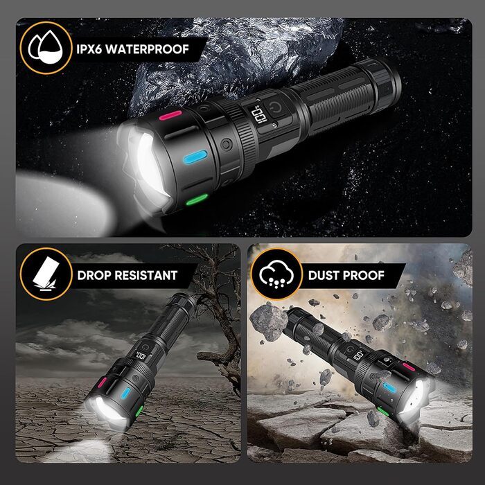 Ліхтар LED Windfire 20W, 990000 люмен, тактичний, водонепроникний, 5 режимів, для кемпінгу та активного відпочинку