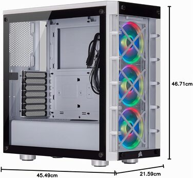 Корпус для ПК Corsair iCUE 465X RGB Mid-Tower ATX, білий (загартоване скло, 3 вентилятори LL120 RGB, Smart Glass)