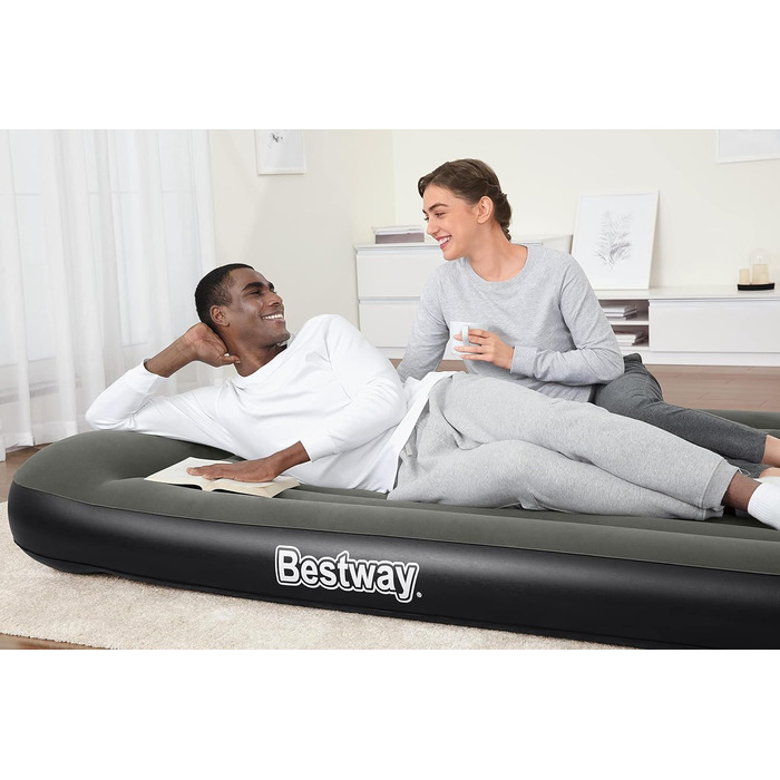 Надувне ліжко Bestway TriTech з вбудованим акумулятором та насосом Double XL, 203 x 152 x 30 см, сірий колір