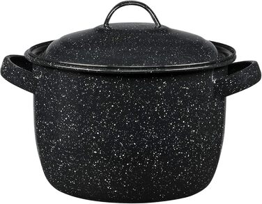 Суповий каструля Granite Ware з кришкою, емальована сталь, 4 л, чорна з крапками