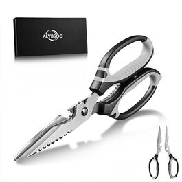 Кухонні ножиці для продуктів харчування, роздільні, придатні для миття в посудомийній машині, для нарізання м'яса та продуктів, кухонні ножиці, подарункова коробка (чорний)