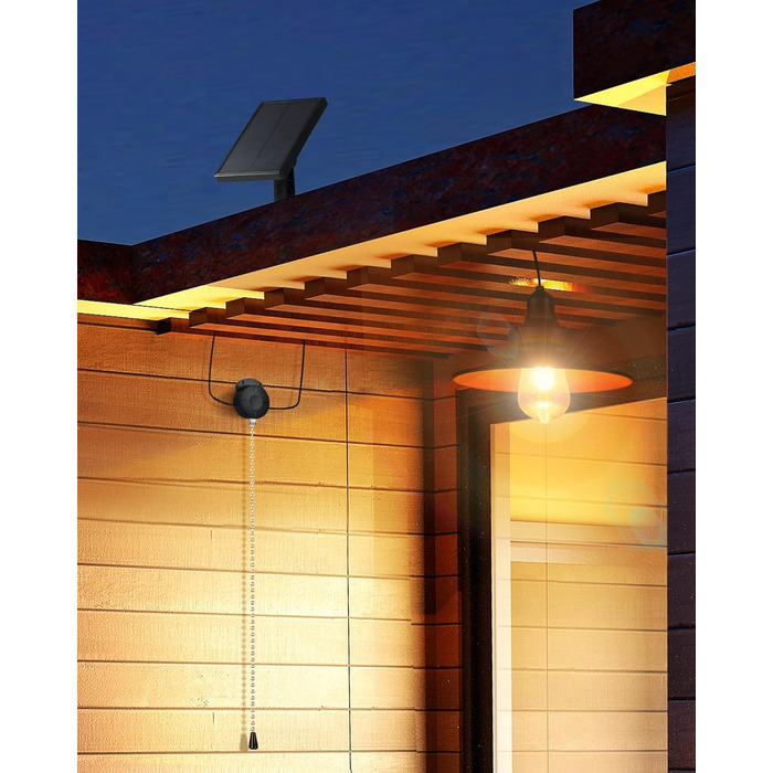 FabStyl Solar Hanging Light for Outdoor/Indoor, Solar Lamps Pendant Light with Pull Switch & E27 Bulb, IP65 Waterproof for Garden Pergola Garage