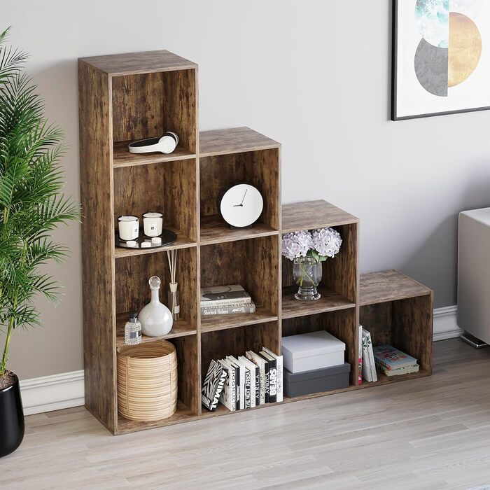 Стелаж Vida Designs Durham на 10 кубів, темне дерево, книжкова полиця-органайзер для вітальні