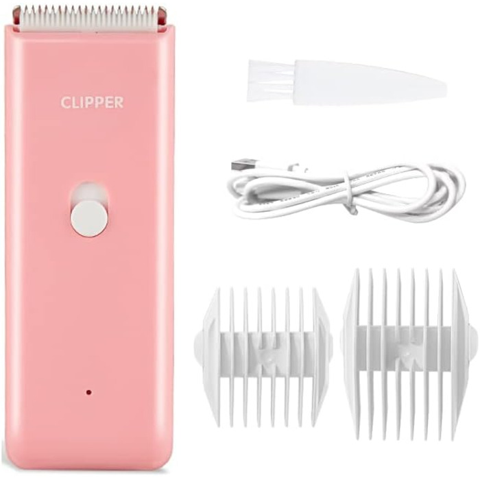 Електрична машинка для стрижки собак Favrison, машинка для стрижки тварин для собак та котів, USB бездротова, водонепроникна (рожева)