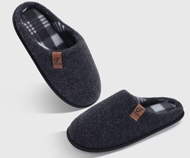 Чоловічі домашні тапочки COFACE з фетру, теплі та зручні, з антиковзною гумовою підошвою, для дому та вулиці, розмір 40-49, чорний, 46 EU