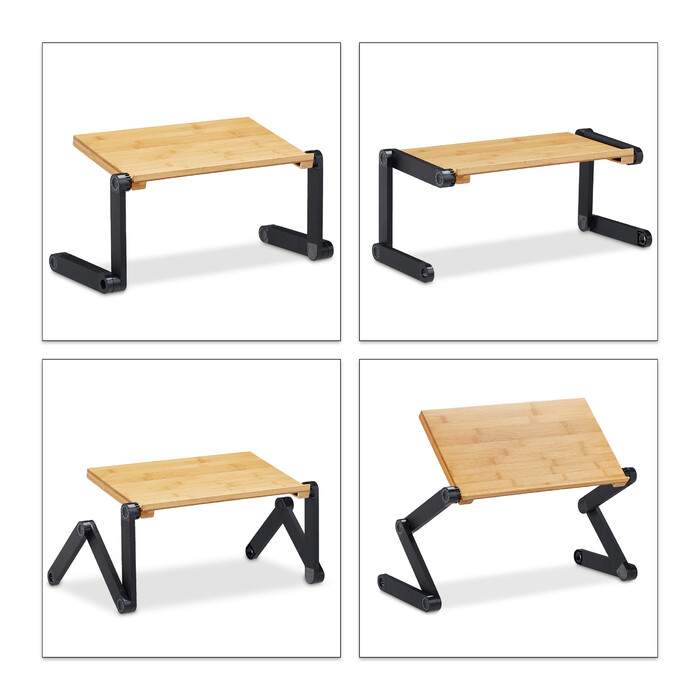 Relaxdays Laptop Stand Bamboo Aluminum