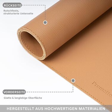 Офісний килимок для столу XXL з екошкіри: нековзний, водостійкий, карамельний (90x45 см) - ідеально для ноутбука, офісу та дому