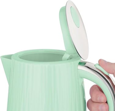 Russell Hobbs Kettle [1.7L 2400W] Eden White, Stainless Steel Accents (removable scale filter, lid opening with a push of a button, water level indicator, illuminated switch, BPA free) Teakettle 27360-70 (Pistachio)