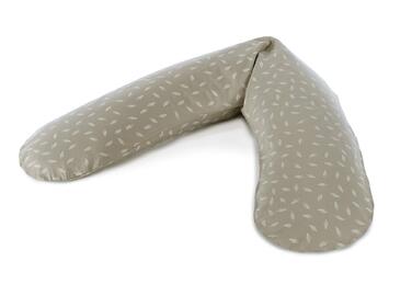 Подушка для вагітних та годування груддю Theraline Das Original 190 см Taupe з чохлом Blättertanz - подушка для сну на боці, перлинна