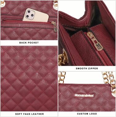 Сумка жіноча Montana West середнього розміру на ланцюжку, Hobo, червоний 040cranberry