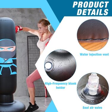 Надувний боксерський мішок для дітей Boxsack Kinder, 165 см з рукавичками, для карате, таеквондо, тренувань (від 7 років)