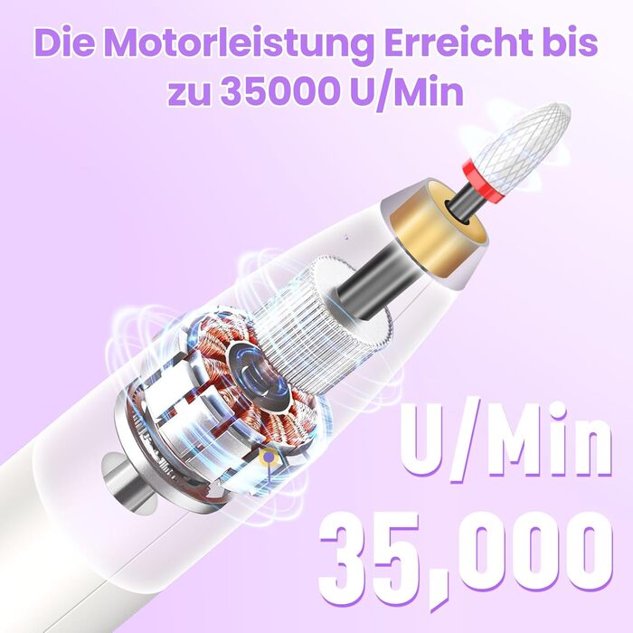 Електричний фрезер для нігтів 15 в 1: професійний набір для манікюру та педикюру, 35000 об/хв, для гелю та акрилу