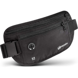 Чоловіча та жіноча поясна сумка-бананка для подорожей з захистом від крадіжок та RFID-захистом. Чорна.