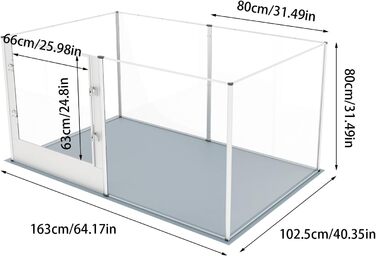 Кія для собак BingoPaw: вольєр для цуценят та собак, 8-секційний, 60 см, XXL, з дверцятами та водовідштовхувальним дном (163 x 102 x 80 см)
